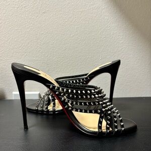 Christian Louboutin Martha Spike Heels 100mm Black/Silver Size 39